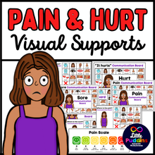 Load image into Gallery viewer, Pain Hurt Communication AAC Visual Supports for Autism Special Education
